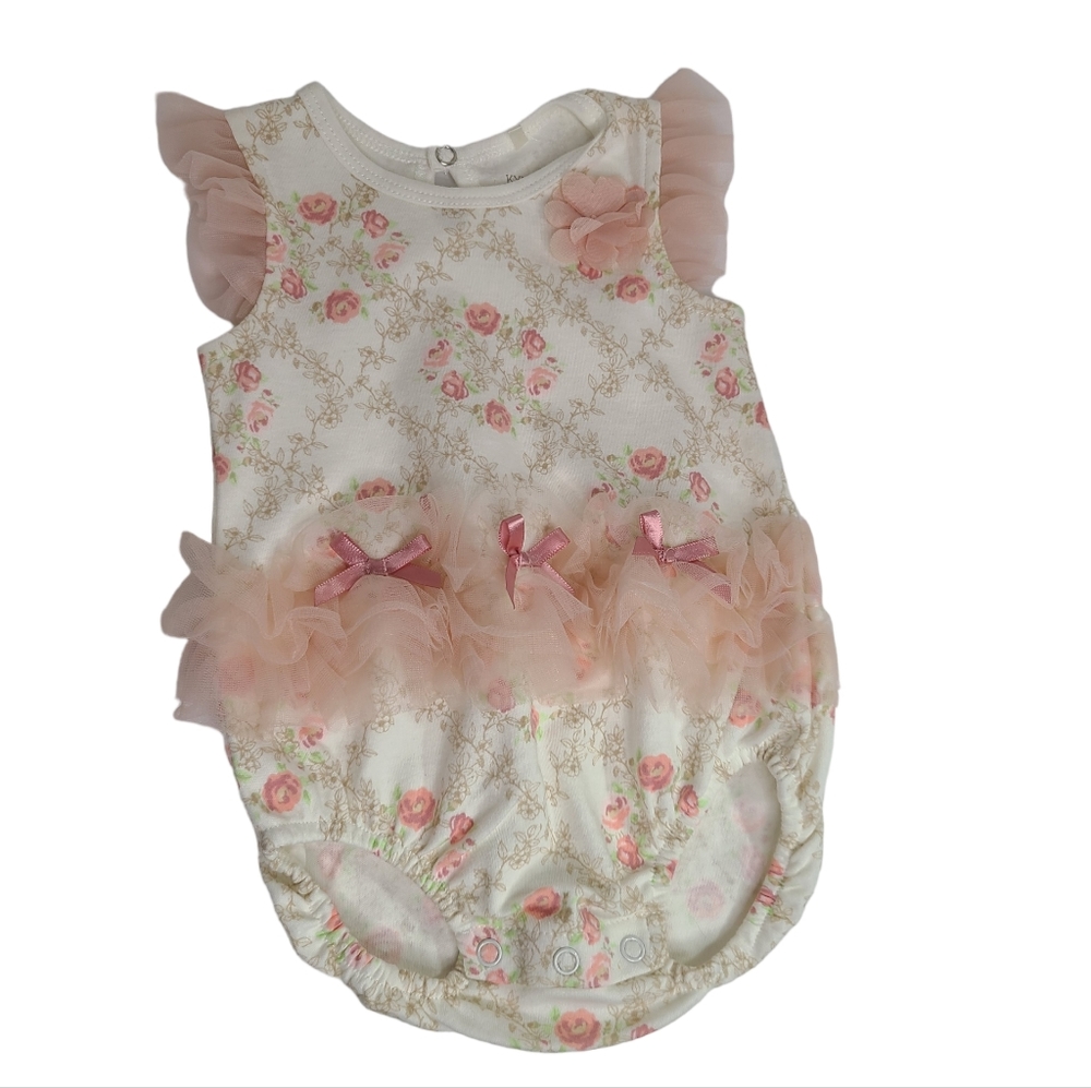 Kyle & Deena Pink Rose Print Ribbon One Piece Bodysuit Baby Size 3-6 Months - Picture 2 of 9